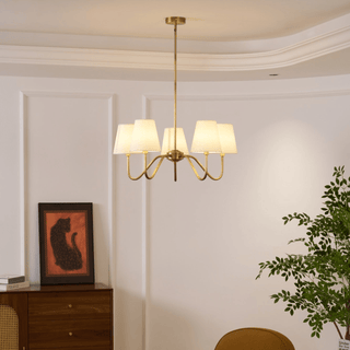Viraean Lustre Industriel Vintage en Laiton et Tissu