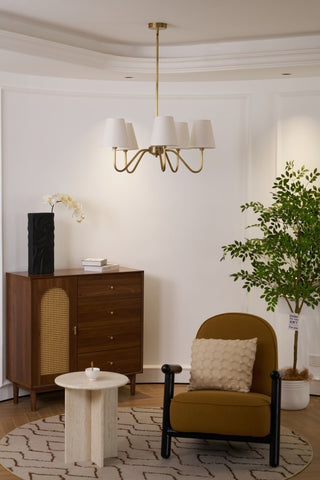 Viraean Lustre Industriel Vintage en Laiton et Tissu