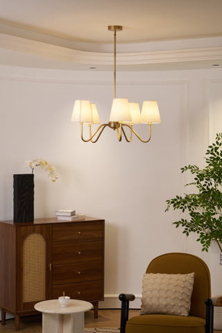 Viraean Lustre Industriel Vintage en Laiton et Tissu