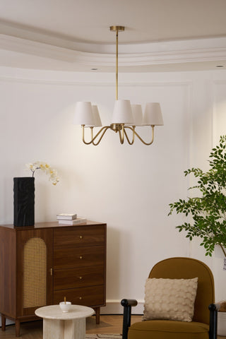 Viraean Lustre Industriel Vintage en Laiton et Tissu