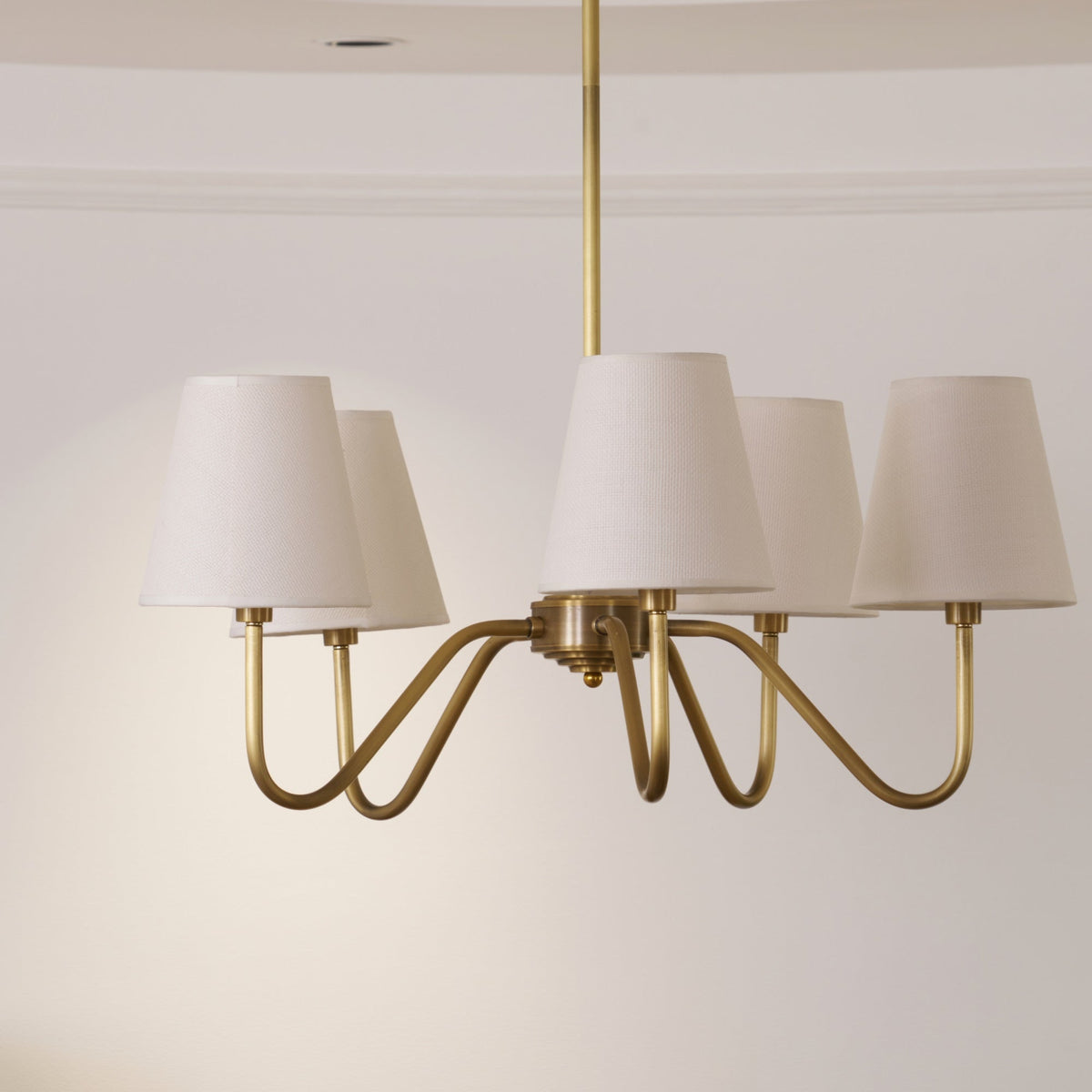 Sorina Lustre Industriel Vintage en Laiton et Tissu