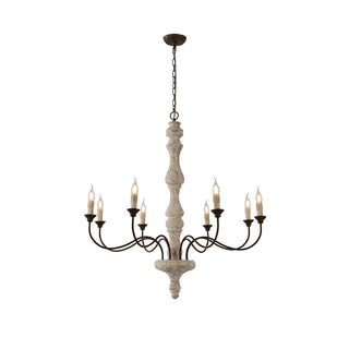 Emirel Lustre Vintage à 8 Lumières en Bois et Métal