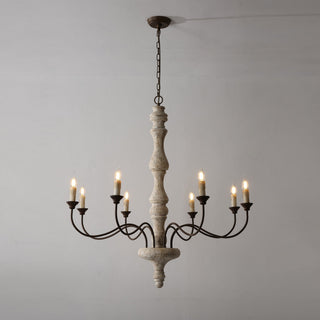 Emirel Lustre Vintage à 8 Lumières en Bois et Métal