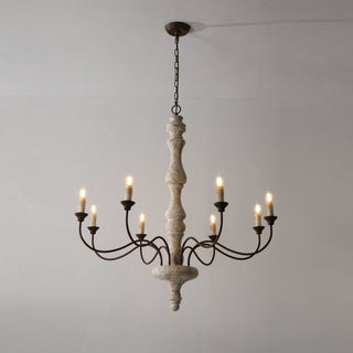 Emirel Lustre Vintage à 8 Lumières en Bois et Métal