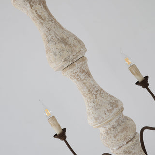 Emirel Lustre Vintage à 8 Lumières en Bois et Métal