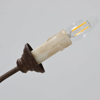 Emirel Lustre Vintage à 8 Lumières en Bois et Métal