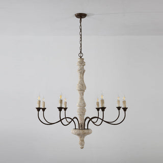 Emirel Lustre Vintage à 8 Lumières en Bois et Métal