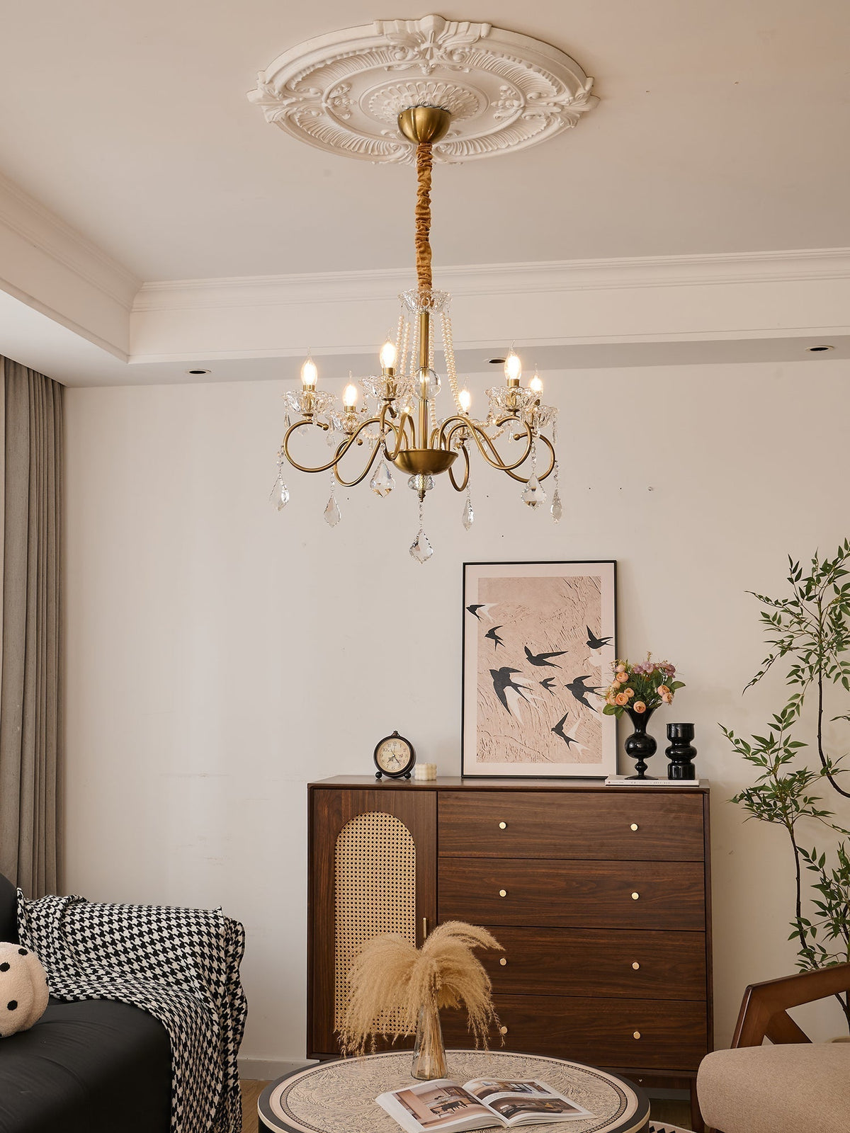 VelaeyraLustre Postmoderne de Luxe en Cristal et Perles