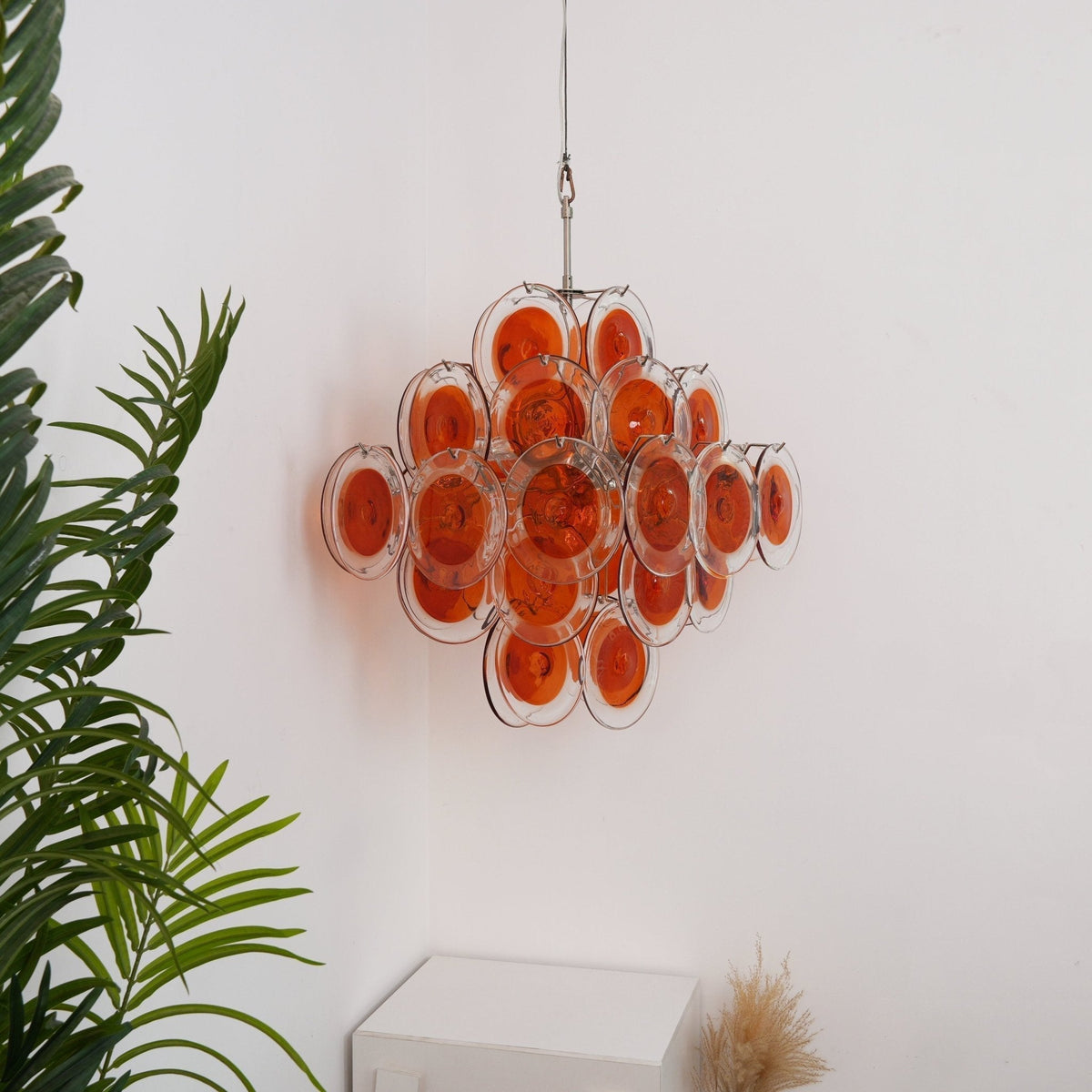 Delesa Lustre en Verre de Murano Orange Disque Superposé