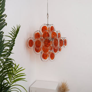 Aurora Lustre en Verre de Murano Orange Disque Superposé