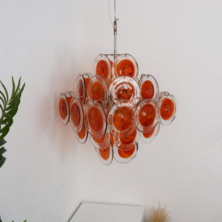 Aurora Lustre en Verre de Murano Orange Disque Superposé