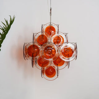 Aurora Lustre en Verre de Murano Orange Disque Superposé