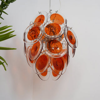 Aurora Lustre en Verre de Murano Orange Disque Superposé