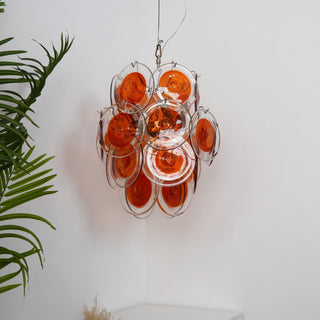 Aurora Lustre en Verre de Murano Orange Disque Superposé