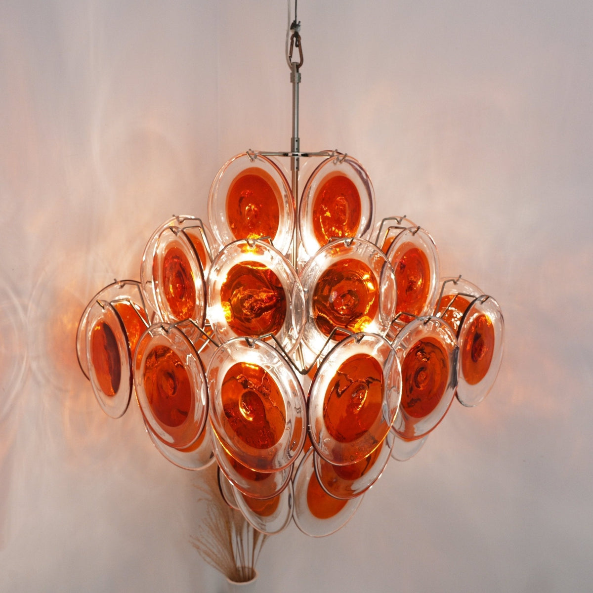 Delesa Lustre en Verre de Murano Orange Disque Superposé