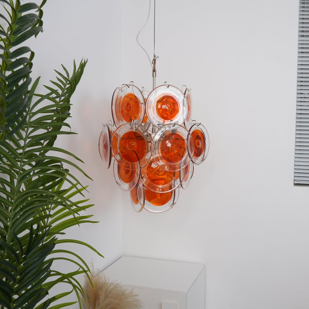 Delesa Lustre en Verre de Murano Orange Disque Superposé