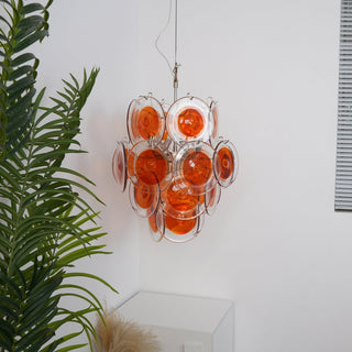 Aurora Lustre en Verre de Murano Orange Disque Superposé