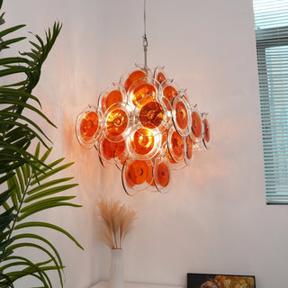 Aurora Lustre en Verre de Murano Orange Disque Superposé