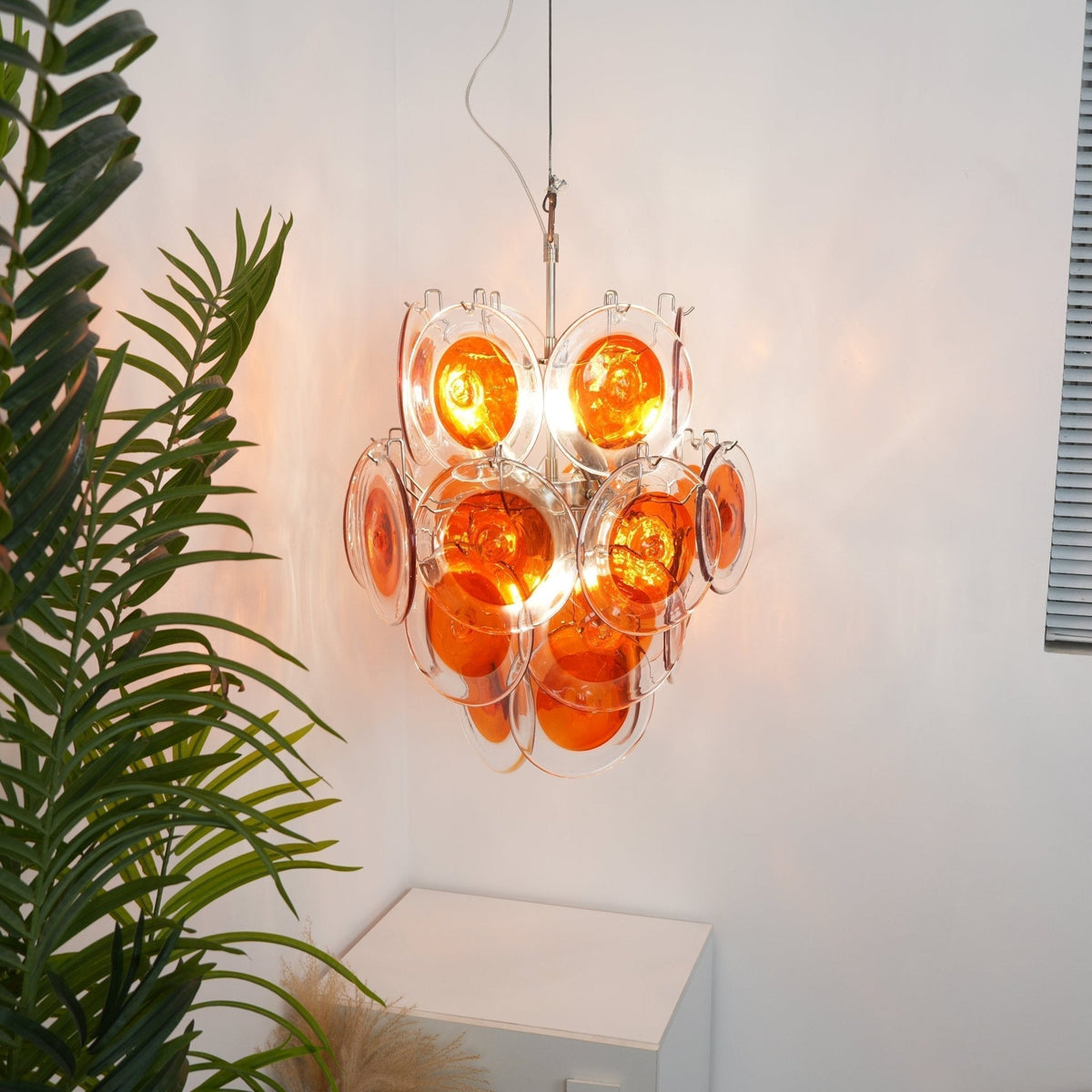 Delesa Lustre en Verre de Murano Orange Disque Superposé