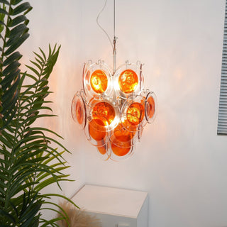Aurora Lustre en Verre de Murano Orange Disque Superposé
