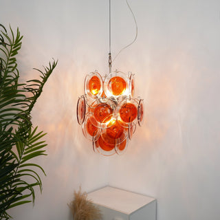 Aurora Lustre en Verre de Murano Orange Disque Superposé