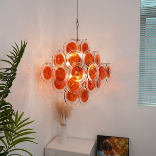 Aurora Lustre en Verre de Murano Orange Disque Superposé