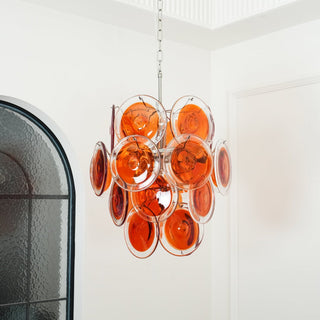 Aurora Lustre en Verre de Murano Orange Disque Superposé