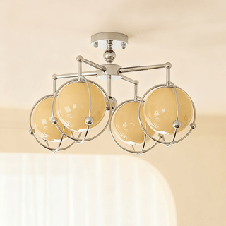 Orb Cage Semi Ceiling Lamp-Neutral Decor
