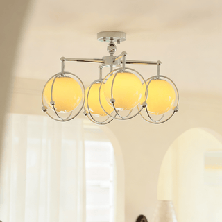 Orb Cage Semi Ceiling Lamp-Neutral Decor