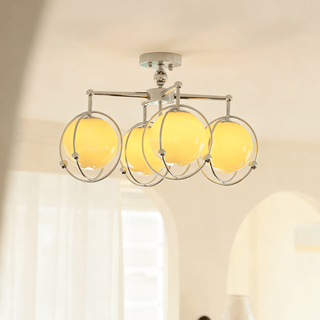 Orb Cage Semi Ceiling Lamp-Neutral Decor