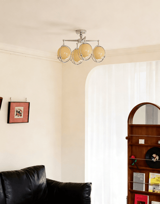 Orb Cage Semi Ceiling Lamp-Neutral Decor