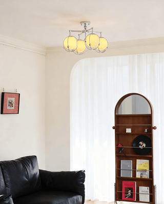 Orb Cage Semi Ceiling Lamp-Neutral Decor