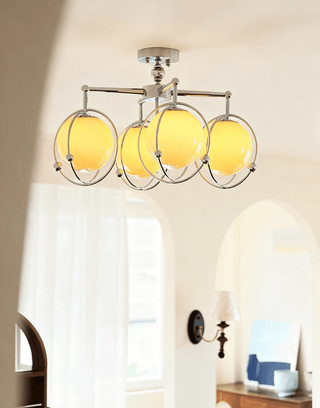 Orb Cage Semi Ceiling Lamp-Neutral Decor