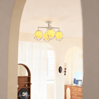 Orb Cage Semi Ceiling Lamp-Neutral Decor