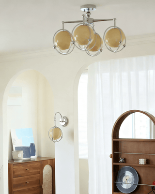 Orb Cage Semi Wall Lamp-Neutral Decor