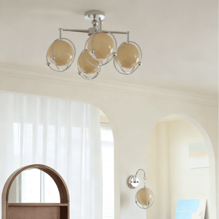 Orb Cage Semi Wall Lamp-Neutral Decor
