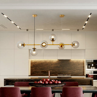 Lustra Suspension Orb Laiton Verre Pour Salon