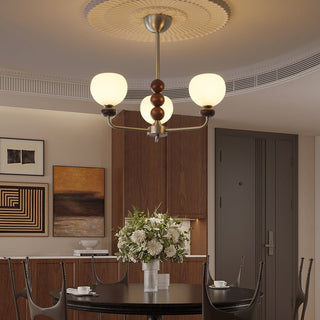 Vilorira Lustre Classique Orbe Bois Noyer Verre Traditionnel