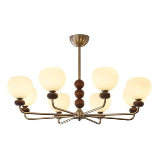 Vilorira Lustre Classique Orbe Bois Noyer Verre Traditionnel