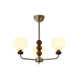 Vilorira Lustre Classique Orbe Bois Noyer Verre Traditionnel