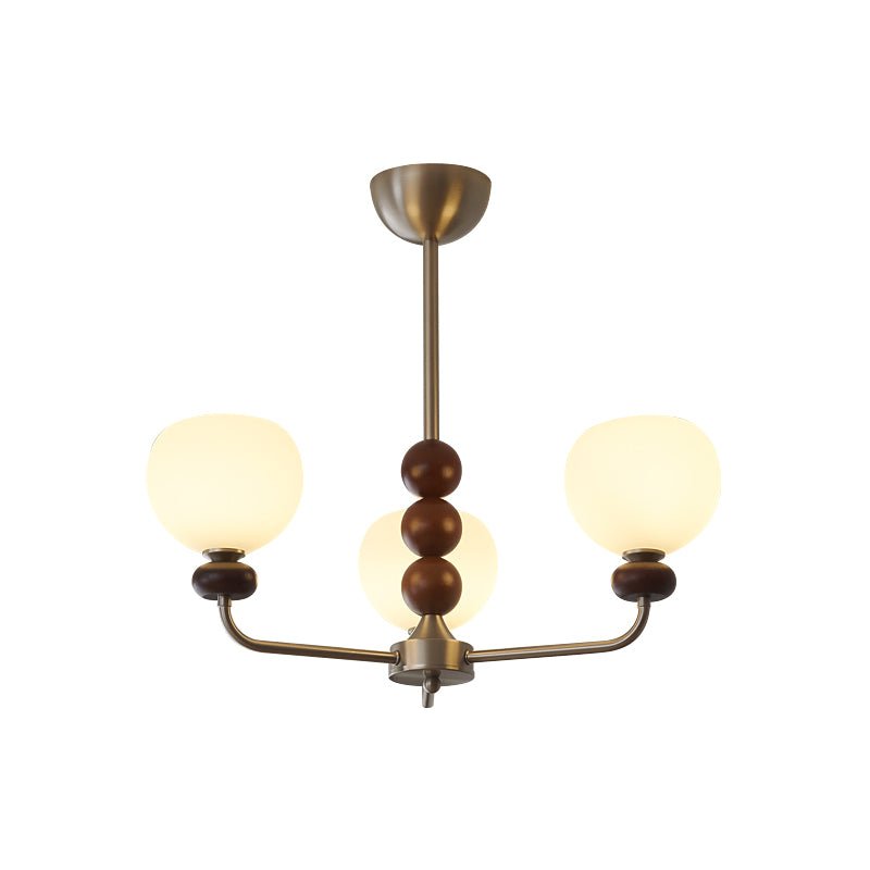 Aldara Lustre Classique Orbe Bois Noyer Verre Traditionnel