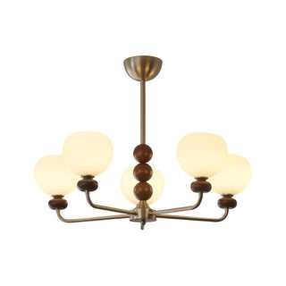 Vilorira Lustre Classique Orbe Bois Noyer Verre Traditionnel