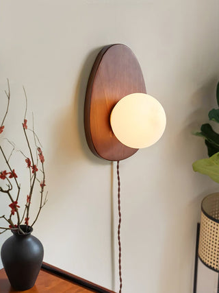 Nylaeiel Applique Murale Nordic Art à Brancher en Noyer Verre Et Bois