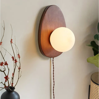 Nylaeiel Applique Murale Nordic Art à Brancher en Noyer Verre Et Bois