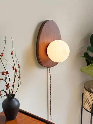 Nylaeiel Applique Murale Nordic Art à Brancher en Noyer Verre Et Bois