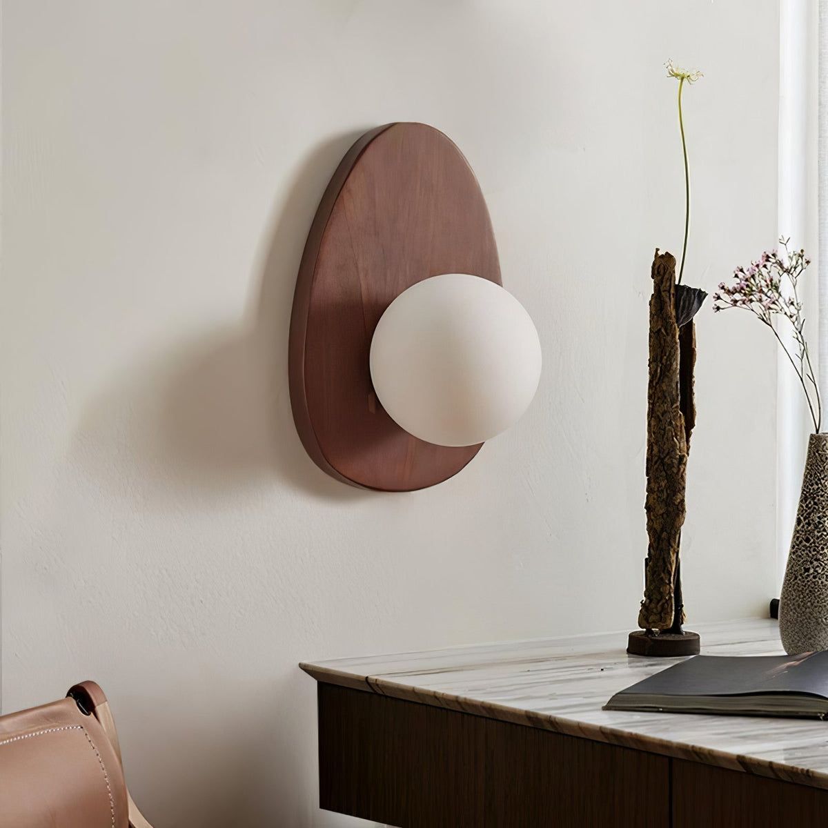 Glenora Applique Murale en Noyer Verre Premium