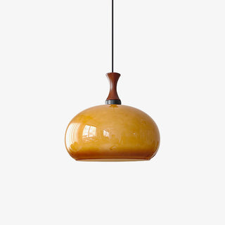 Orbique Lampe Suspension Bois Verre Moderne Minimaliste