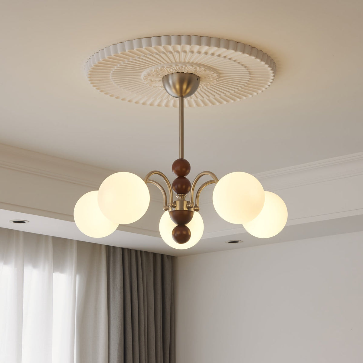 Orbital Lustre Bois Verre Art Nordique Premium Courbe