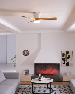Ventilateur de plafond nordique en bois Ezra avec lumière