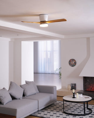 Ventilateur de plafond nordique en bois Ezra avec lumière